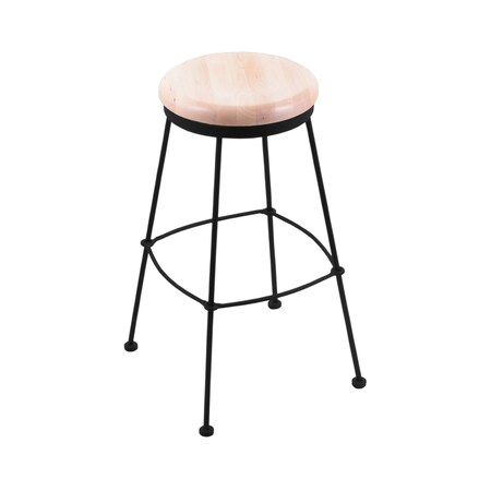 Holland Bar Stool Co 25" Stationary Counter Stool, Black Wrinkle, Nat Maple Seat 303025BWNatMpl